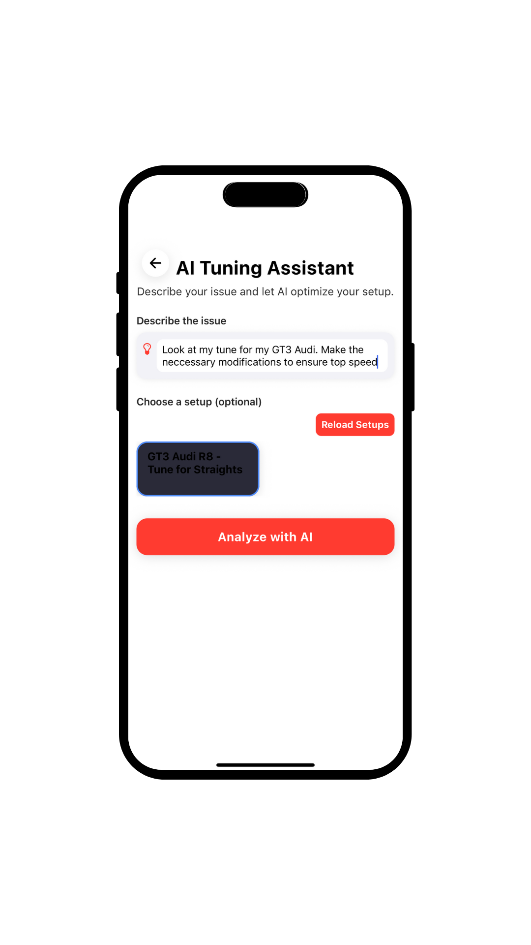 AI Tuning Assistant Input